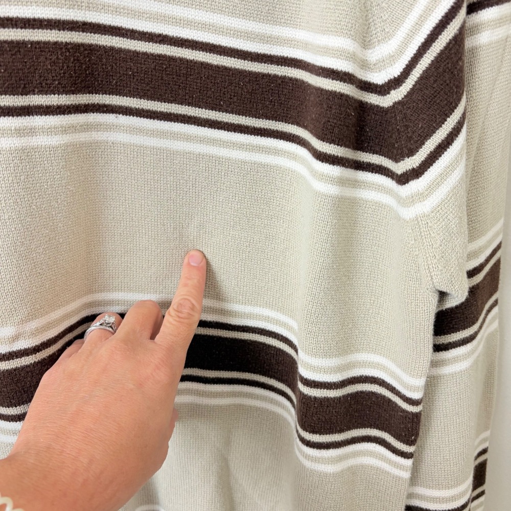 Vintage Mens Brown Striped Knit Sweater Y2K Size Large Preppy Skater Kurt Cobain - Picture 4 of 9